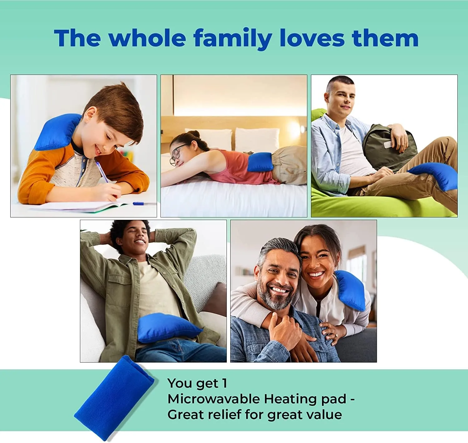 My Heating Pad for Pain Relief - Moist Microwavable Heating Pad for Joints and Muscles Relief - Microwave Hot Pack Heat Pad for Cramps - Calming Chilled or Heated Pad Therapy - 1 Pack Blue