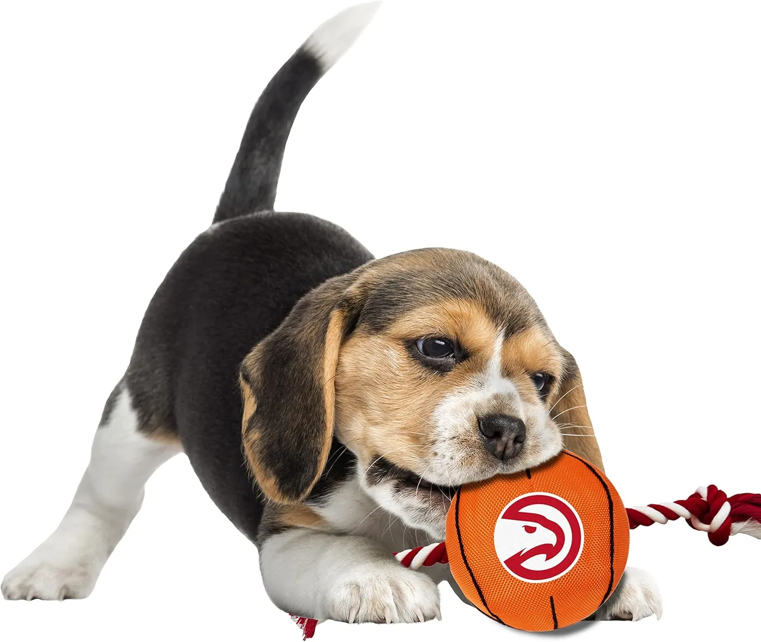 NBA Atlanta Hawks Basketball Toy. - Tough Nylon Pet Toy with Tug Ropes & Inner Squeaker
