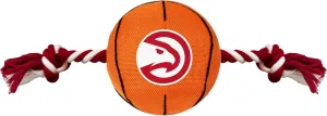 NBA Atlanta Hawks Basketball Toy. - Tough Nylon Pet Toy with Tug Ropes & Inner Squeaker