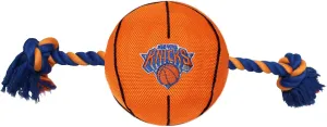 NBA NEW YORK KNICKS Basketball Toy. - Tough Nylon Pet Toy with Tug Ropes & inner Squeaker