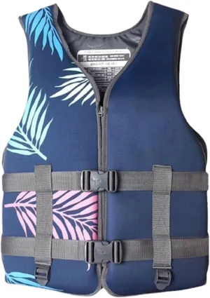 Neoprene Life Jacket with Adjustable Waistband and Zipper, Adjustable Buoyancy Vest for Kayaking, Boating, Water Sports(Blue A,X-Large)