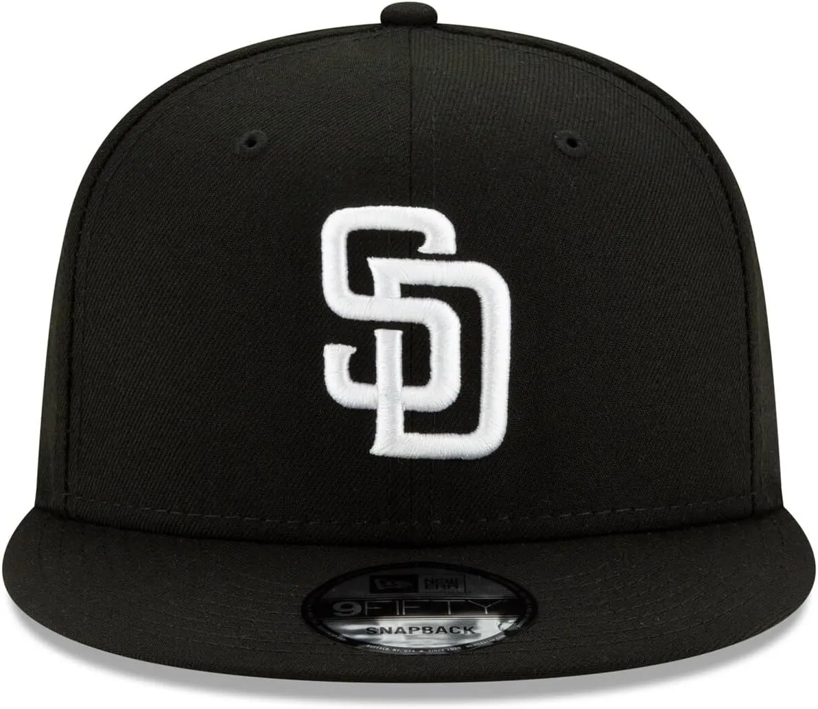 New Era Unisex-Adult MLB 9Fifty Black White Primary Logo Adjustable Snapback Hat Cap One Size Fits All