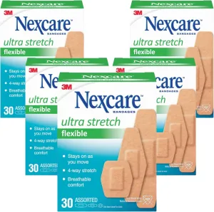 Nexcare Comfort Flexible Fabric Adhesive Bandages, Assorted Sizes, 150 Count (Pack of 5), Breathable and Latex-Free, All-Day Protection for First Aid of Minor Cuts and Scrapes