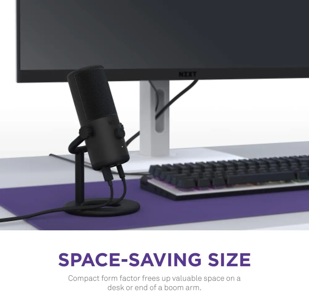 NZXT Capsule Mini - AP-WMMIC-B1 - USB Microphone – High Resolution – Cardioid Polar Pattern – Ideal for Streaming, Content Creation & Podcasting – Built-in Pop Filter – Adjustable Stand – Black
