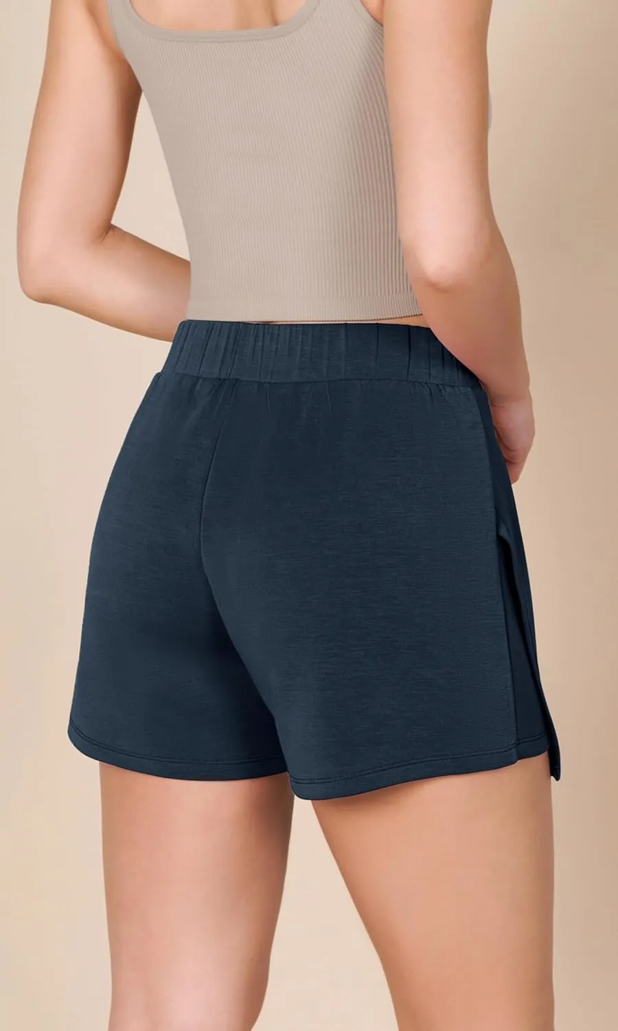 ODODOS Modal Soft Wrap Mini Skorts with Pocket for Women High Waist Asymmetrical Hem Relaxed Shorts