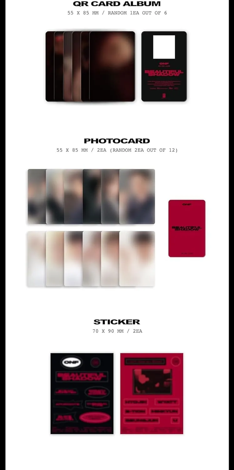 ONF Beautiful Shadow 8th Mini Album Contents Photocard Tracking Sealed ON&Off (POCA Version)