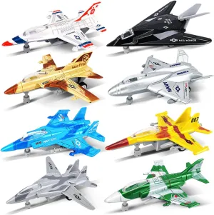 OTONOPI Fighter Jet Toy Model Airplane Playset Aircraft Plane Military Air Force Set Diecast Pull Back Toy Planes F-15 F-16 F-18 Model Birthday Gift for Boys Toddler Kid Girl Age 3  Party Favor 8 Pack