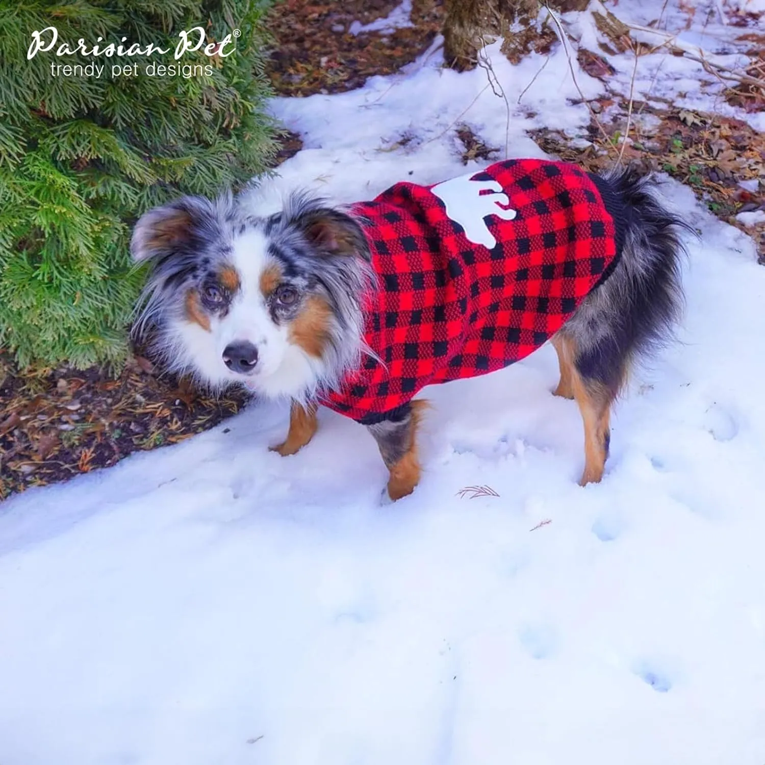 Parisian Pet Dog Sweaters - Pullover, Turtleneck Buffalo Checkered Sweater - Polar Bear Cable Knit Dog Outfit - Fall, Winter Dog Clothes - Flexible Dog Sweater for Large Dogs - 2XL