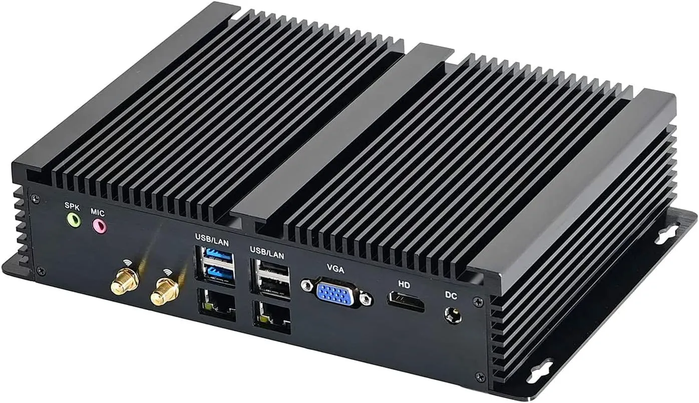 PARTAKER Fanless Mini PC, Industrial Computer, Desktop Computer with Core I7 10510U CPU, 32GB RAM 1TB SSD, 2xNICs, 4xUSB 3.0, 6xCOM RS232, HD Port, Aluminum Body