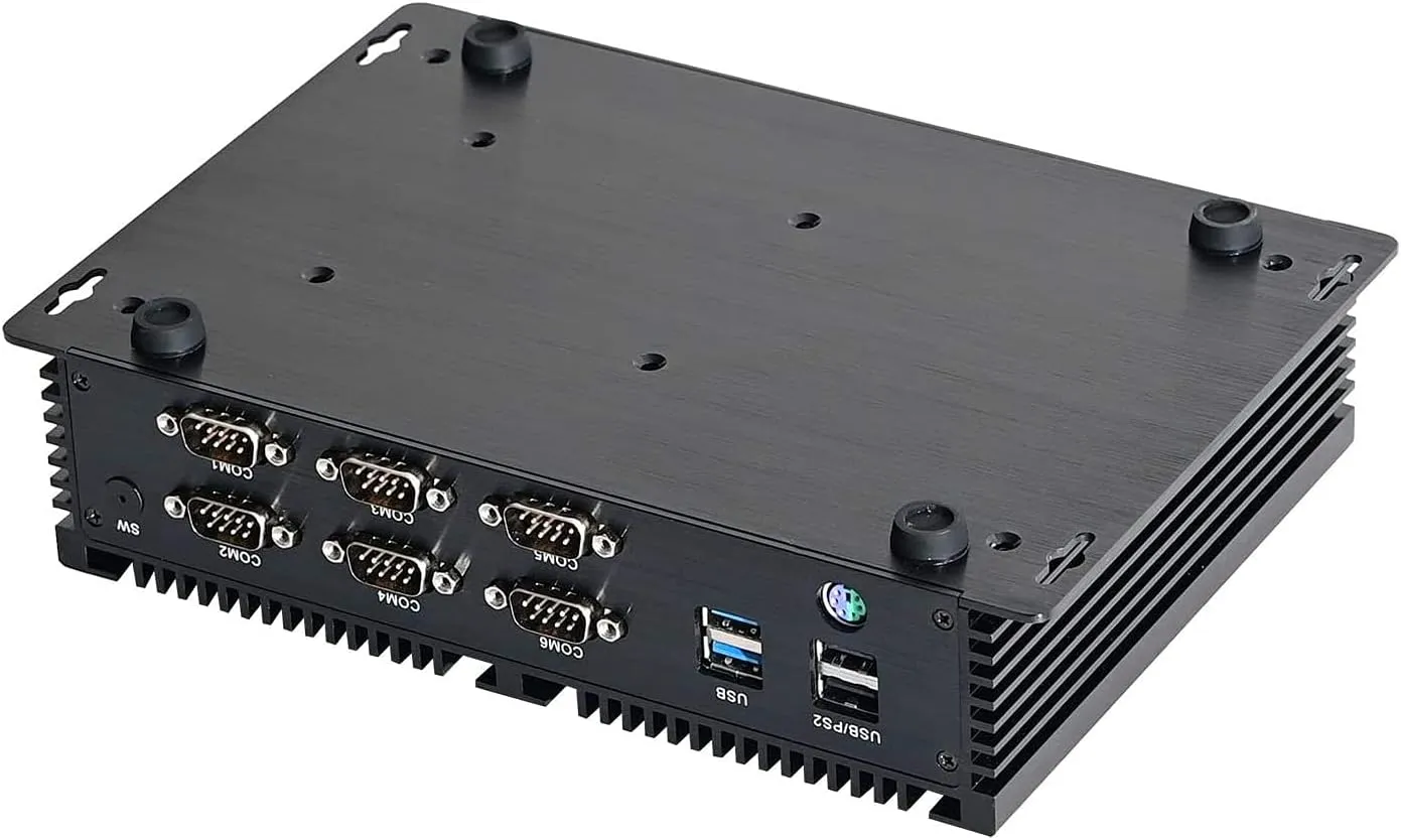 PARTAKER Fanless Mini PC, Industrial Computer, Desktop Computer with Core I7 10510U CPU, 32GB RAM 1TB SSD, 2xNICs, 4xUSB 3.0, 6xCOM RS232, HD Port, Aluminum Body