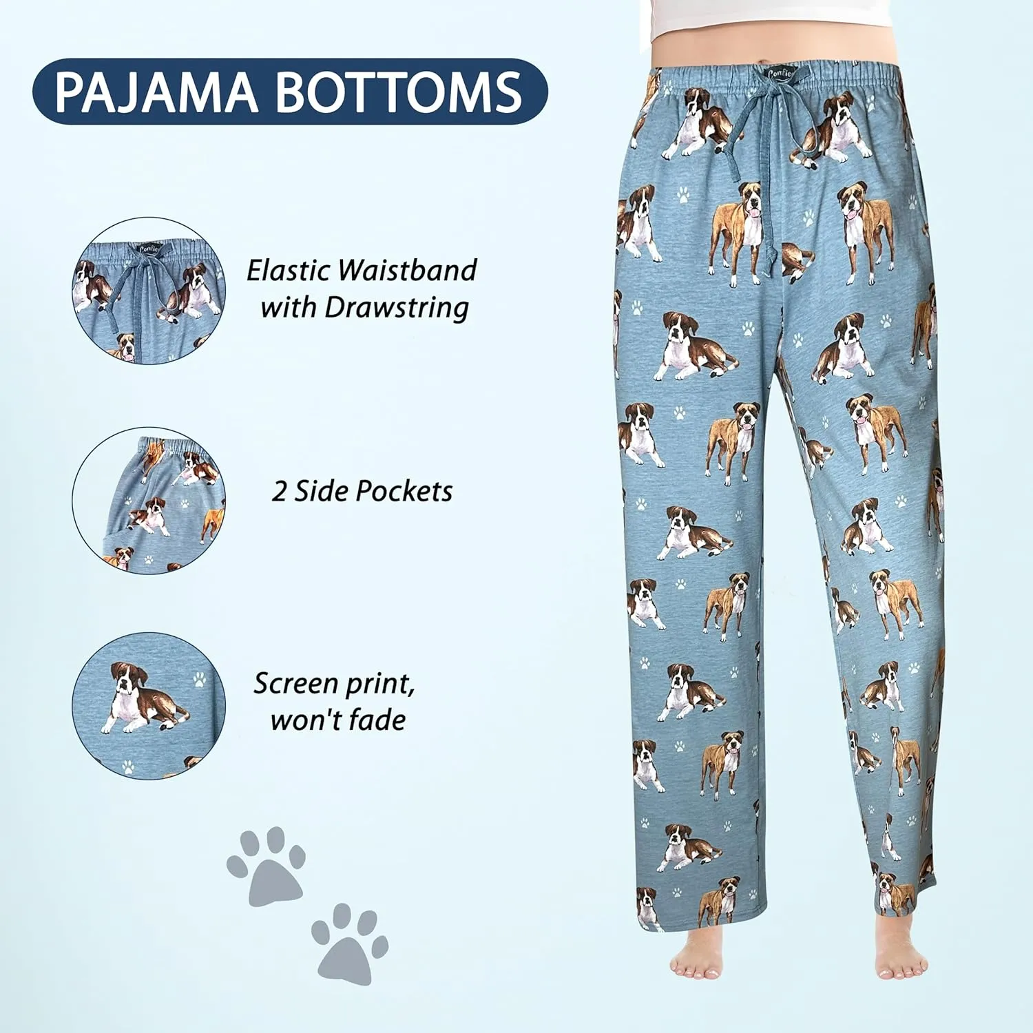 Pet Lover Pajama Pants – New Cotton Blend - All Season - Comfort Fit Lounge Pants for Women and Men - 27 Breeds Available