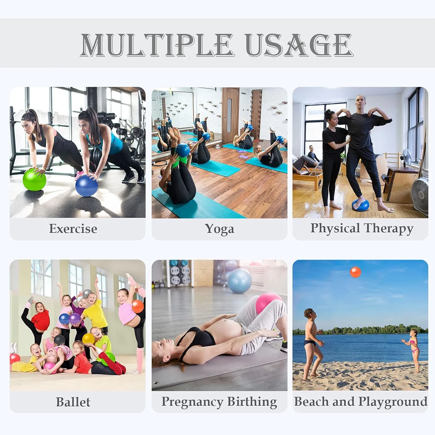 PL-SEB-025 SEB-PinkBlue 9 Inch Small Pilates Ball for Therapy Mini Workout Core Small Exercise
