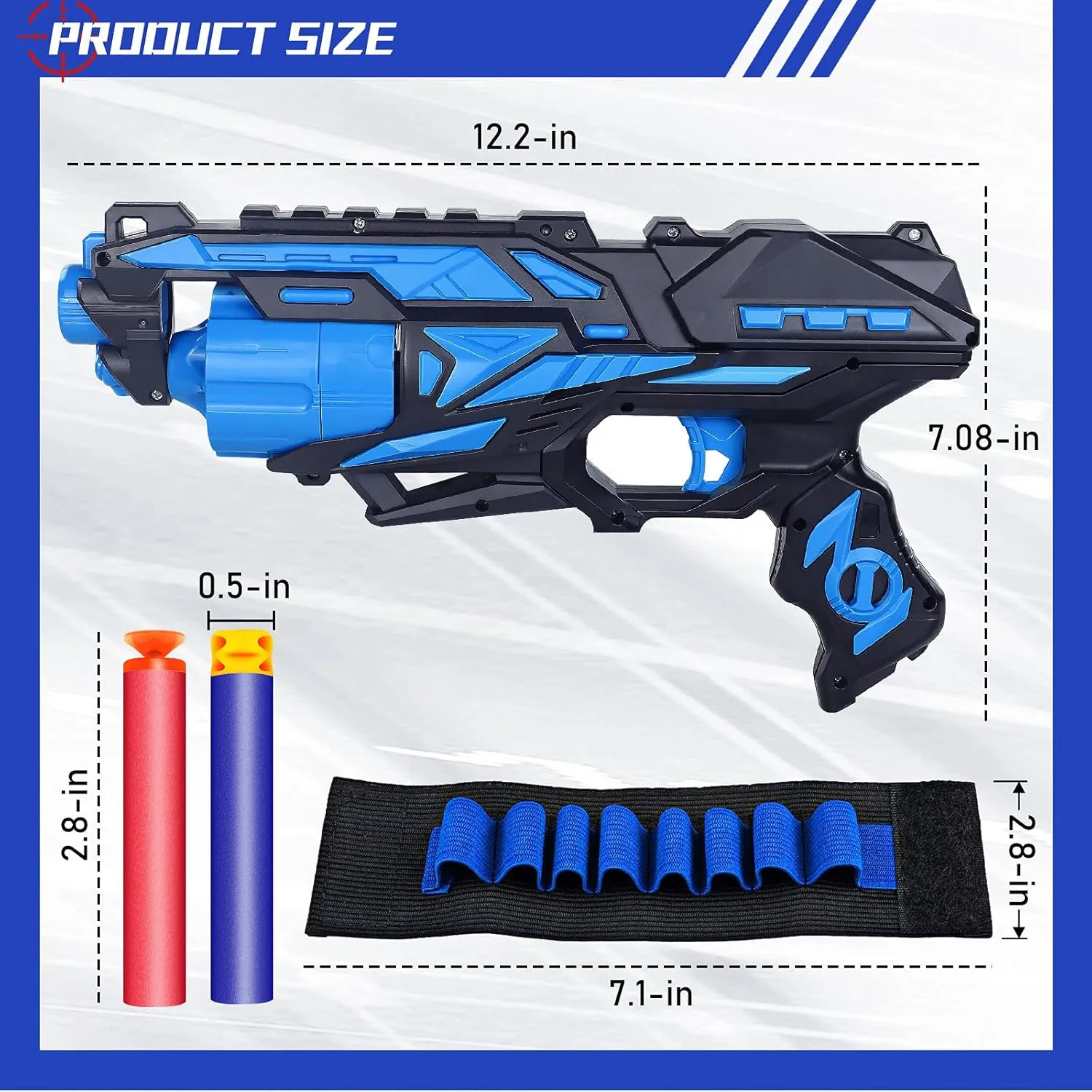 POKONBOY 2 Pack Blaster Toy Guns for Boys Fit for Nerf Guns Darts, 6-Dart Rotating Barrel Foam Bullets Hand Gun Toys with 80 Refill Darts and 2 Wristbands Gifts for 6 7 8 9 10 Years Kids Christmas