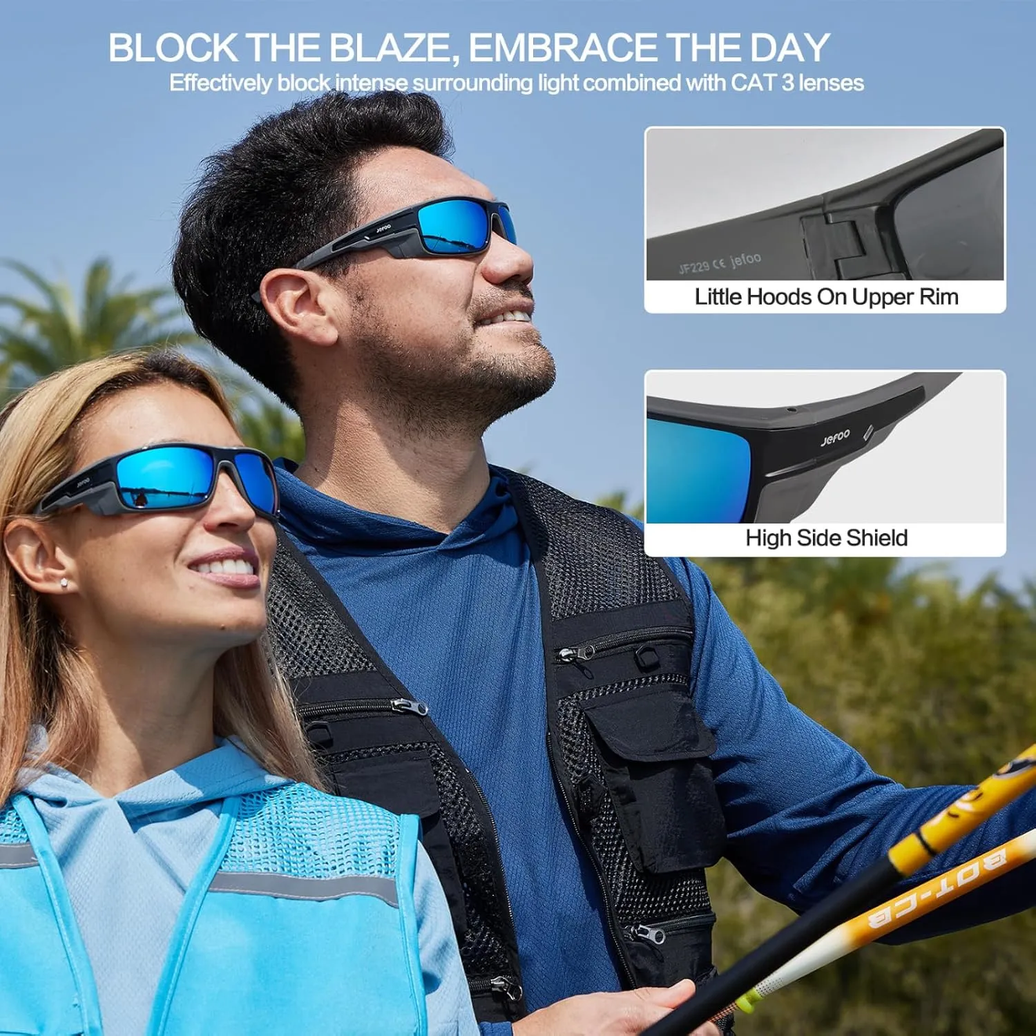 Polarized Fishing Sunglasses for Men Women Water Repellent Wrap Around Sports Sunglasses UV400 Protection