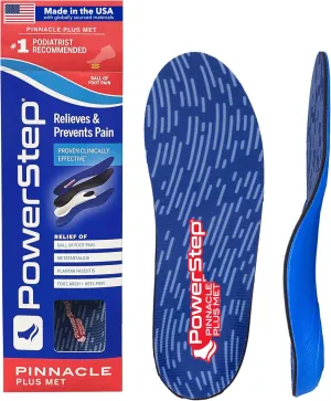 PowerStep Pinnacle Plus Ball of Foot Pain Relief Orthotics - Shoe Inserts for Metatarsalgia, Arch Support & Morton's Neuroma Pain Relief - Made in USA Insoles with Metatarsal Pad (M 12-13)