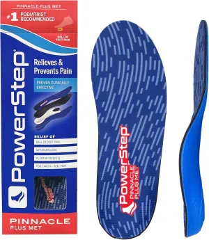 PowerStep Pinnacle Plus Ball of Foot Pain Relief Orthotics - Shoe Inserts for Metatarsalgia, Arch Support & Morton's Neuroma Pain Relief - Made in USA Insoles with Metatarsal Pad (M 8-8.5, F 10-10.5)