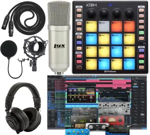 PreSonus ATOM Production/MIDI and Performance Pad Controller w/Professional Studio Microphone and Recording Kit