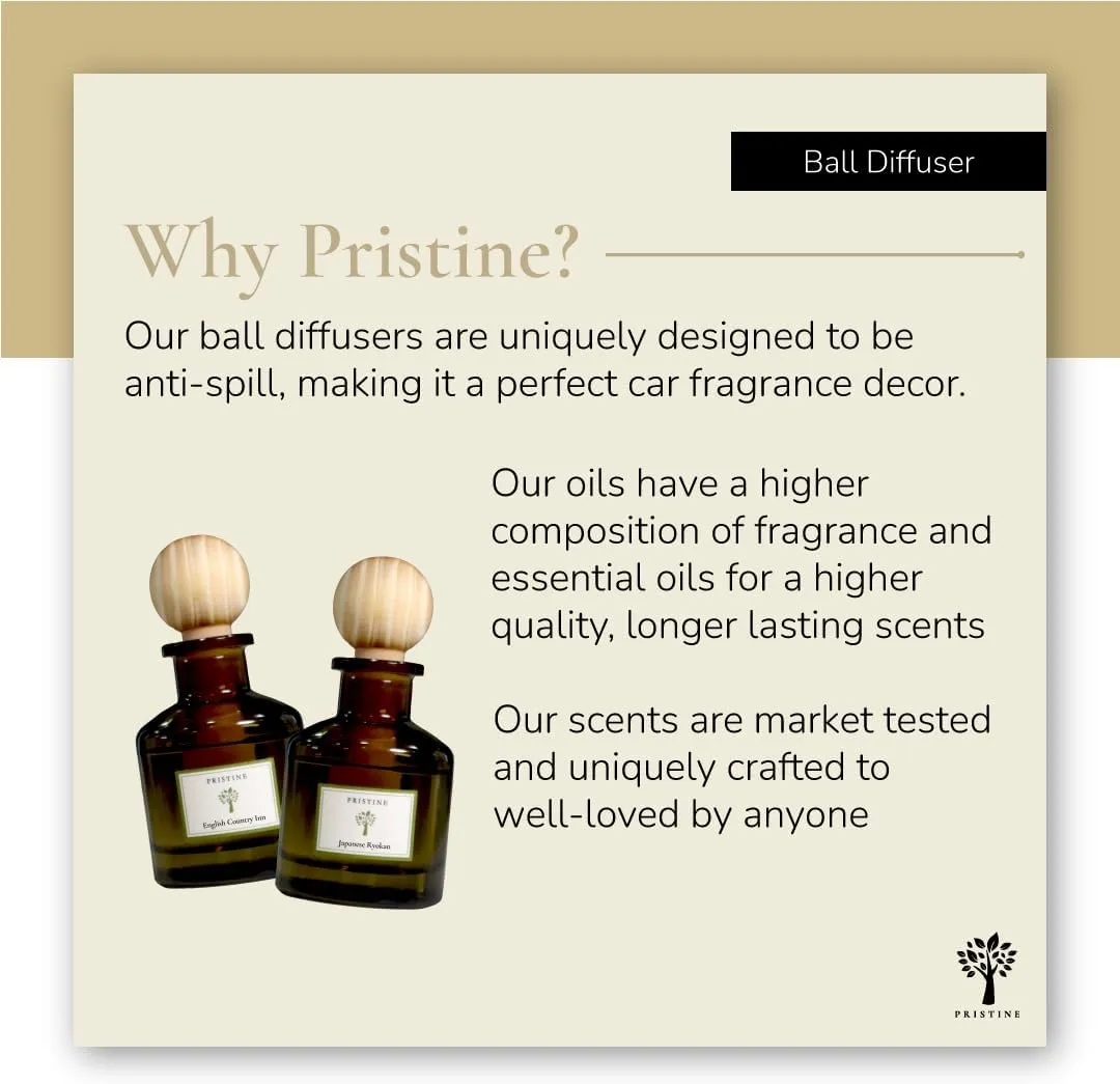 PRISTINE Maldives Villa/Inspired by Marriott Hotel Ball Diffuser for Wardrobe | Citrusy Grapefruit, Apple/Ocean Breeze/Sandalwood Oil Mini Diffuser Decor | Air Freshener for Closets