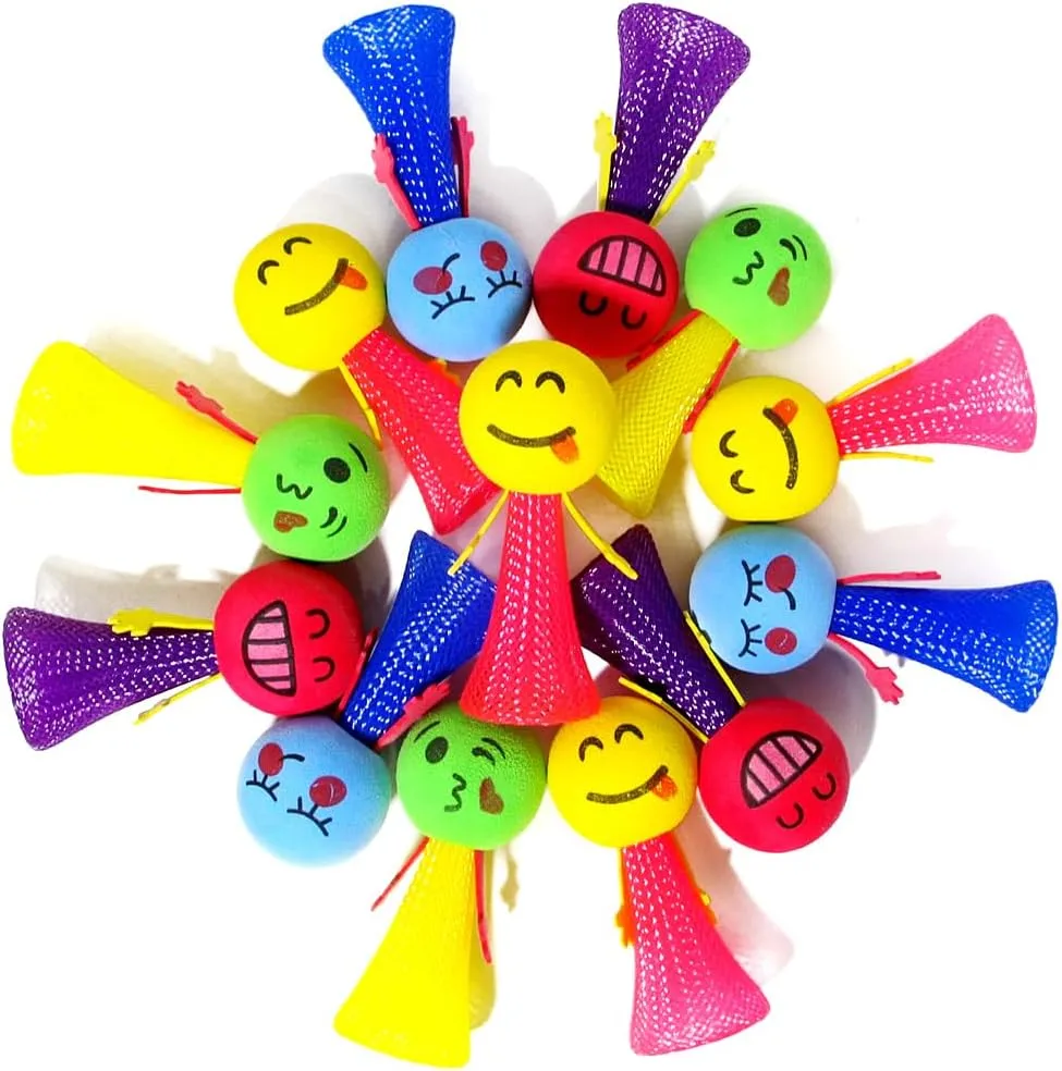 PROLOSO Jumping Popper Colorful Spring Launchers Bouncy Toy Balls 24 Pcs