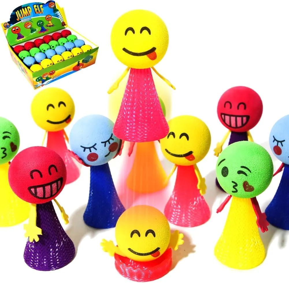 PROLOSO Jumping Popper Colorful Spring Launchers Bouncy Toy Balls 24 Pcs