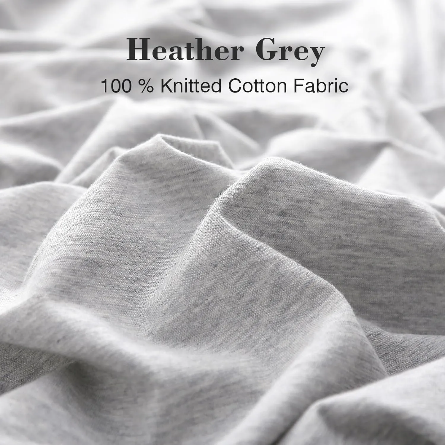 PURE ERA Jersey Knit Duvet Cover Set 100% T-Shirt Cotton Super Soft Comfy 2pc Bedding Set with Zipper Closure (Heather Grey, Twin)