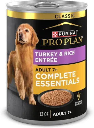 Purina Pro Plan Wet Dog Food For Senior Dogs Adult 7 Plus Turkey and Rice Entree Classic - (Pack of 12) 13 oz. Cans