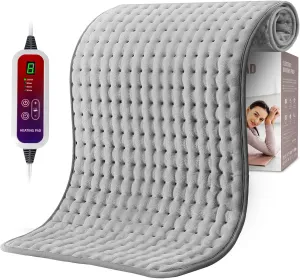 Qfun Extra Large Heating Pad for Back Pain Relief, 19.6"x39.3" XXL Heat Pad Neck and Shoulde Electric Heating Pad for Period Cramps with 6 Heat Settings & Auto Shut-Off,Christmas Gifts for Men(Grey)