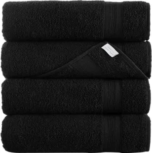 Quick-Dry, Soft & High Absorbent Bath Towels 27"x54" Cotton Turkish Bath Towel Set of 4 | Daily Use 100% Cotton Towels for Bathroom, Gym & More | Bathroom Towels Set (4 Pcs, Black)
