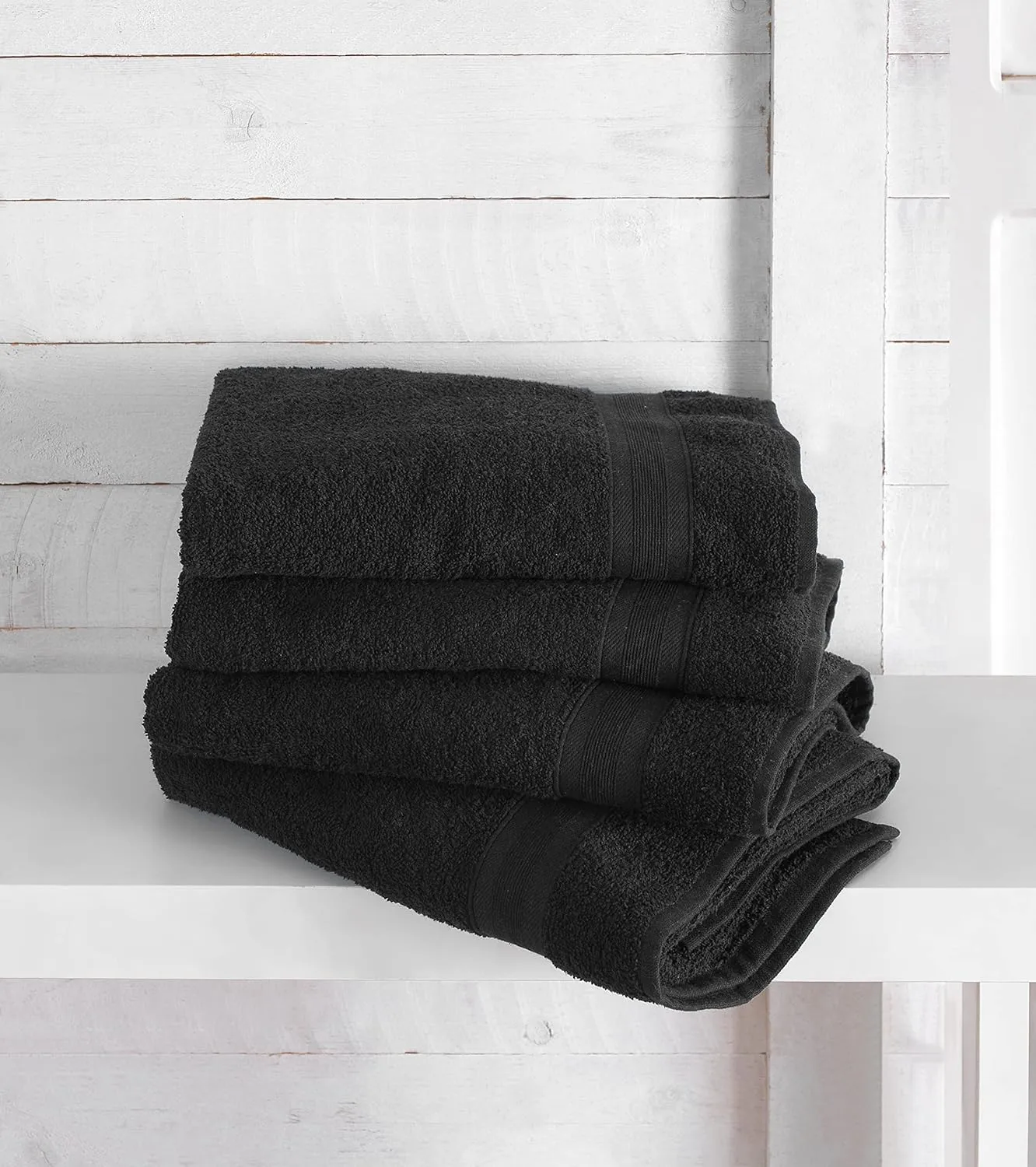 Quick-Dry, Soft & High Absorbent Bath Towels 27"x54" Cotton Turkish Bath Towel Set of 4 | Daily Use 100% Cotton Towels for Bathroom, Gym & More | Bathroom Towels Set (4 Pcs, Black)