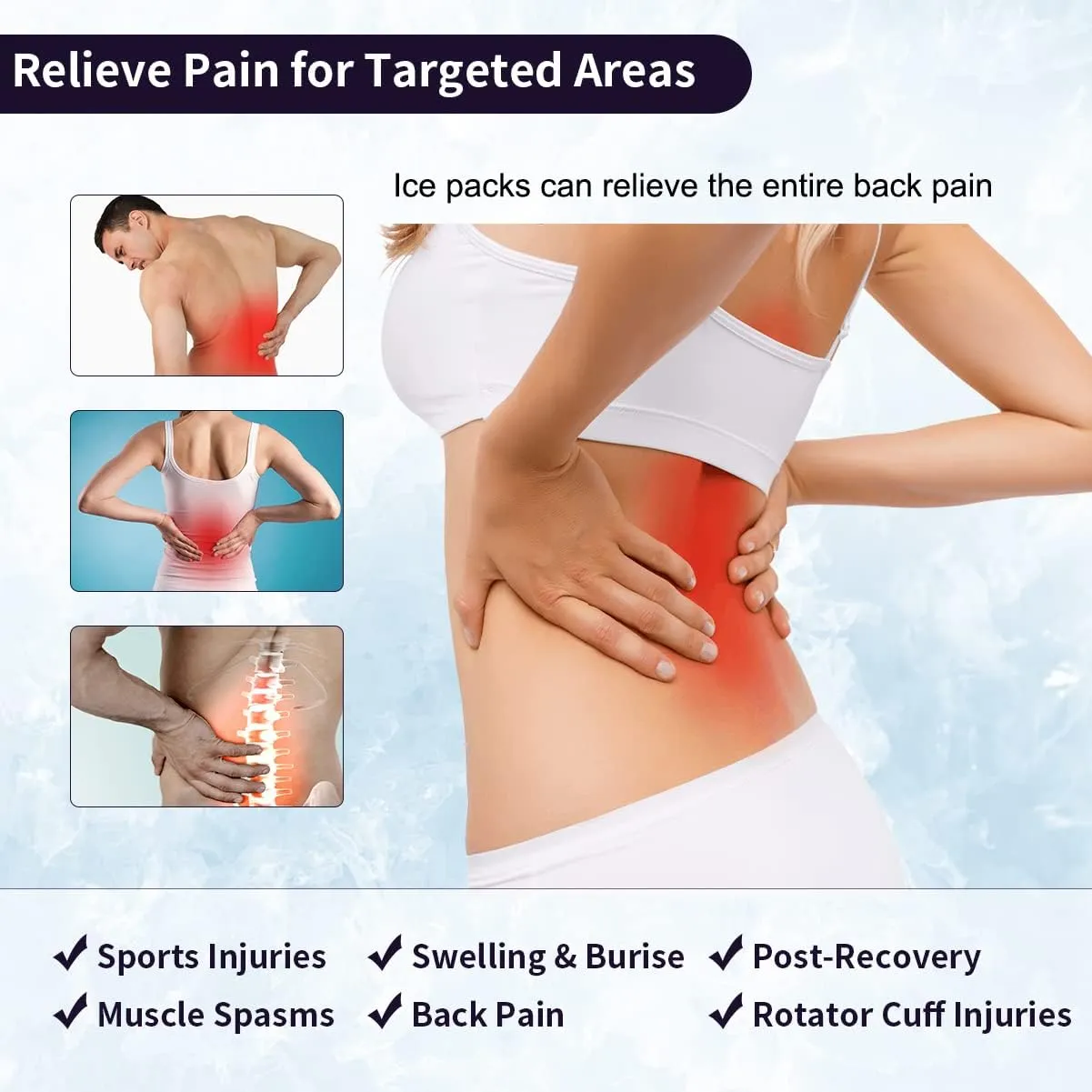 RAINBOW Extra Large Gel Ice Pack for Injuries Reusable (20.5''x 13''), Flexible Cold Pack for Back Pain Relief, Hot Cold Therapy Full Back Ice Pack for Swelling, Bruises & Sprains
