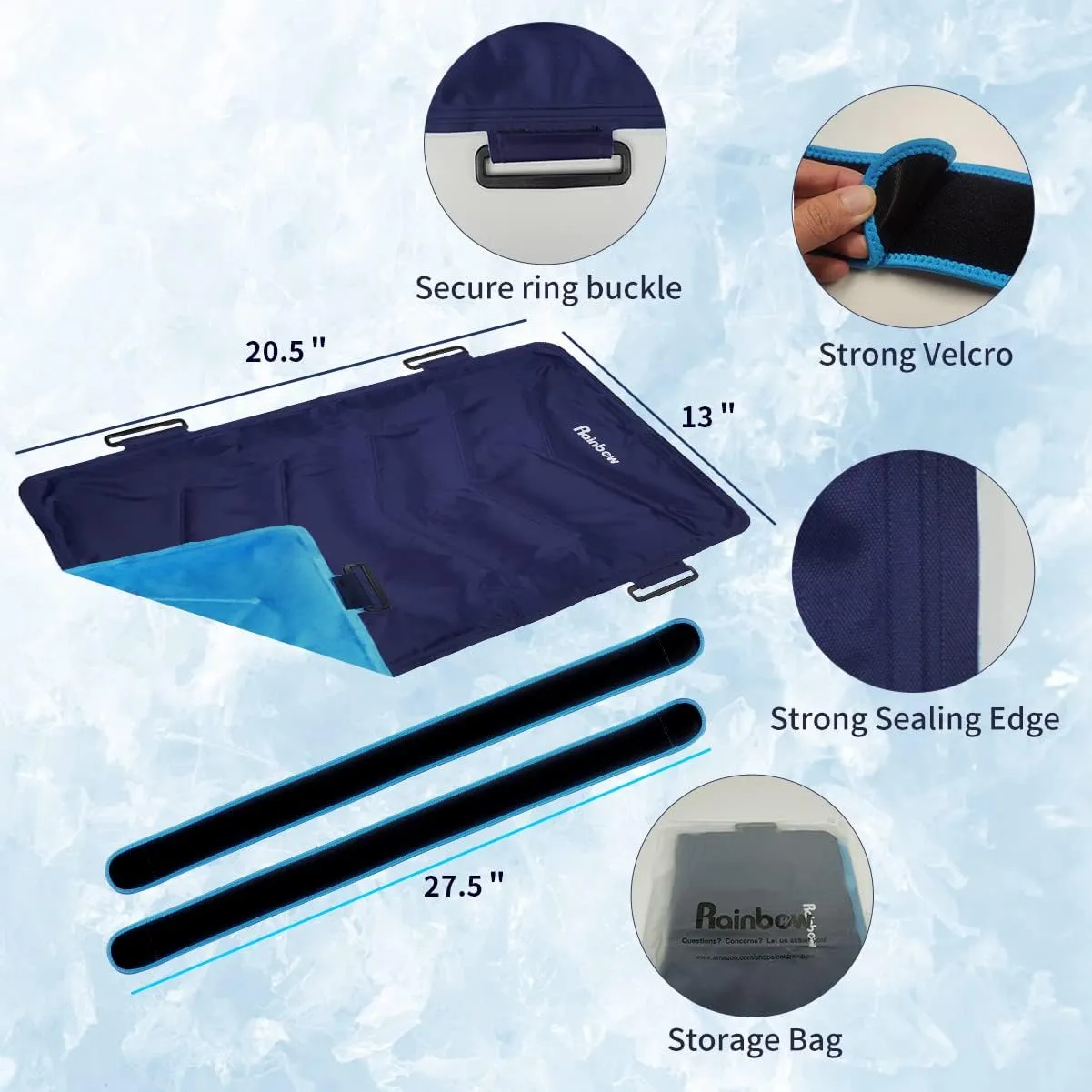 RAINBOW Extra Large Gel Ice Pack for Injuries Reusable (20.5''x 13''), Flexible Cold Pack for Back Pain Relief, Hot Cold Therapy Full Back Ice Pack for Swelling, Bruises & Sprains