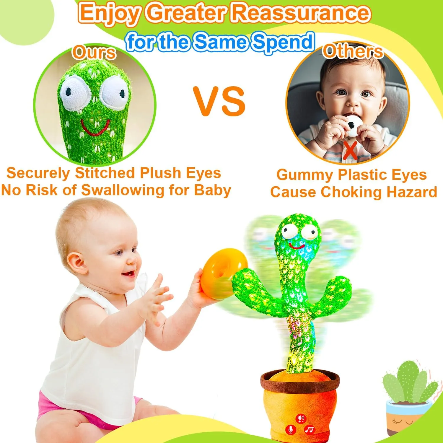 Rechargeable Dancing Talking Cactus Toy for Baby Toddler, Volume Adjustable, Singing, Mimicking, Repeating, Baby Toys for Girls Boys, Birthday Gifts
