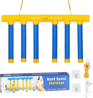 Reflex Challenge Game, Hand Eye Coordination Training Reaction Training Toy, 3 Adjustable Stick Catching Game for Playroom or Family Party Activities (Blue)