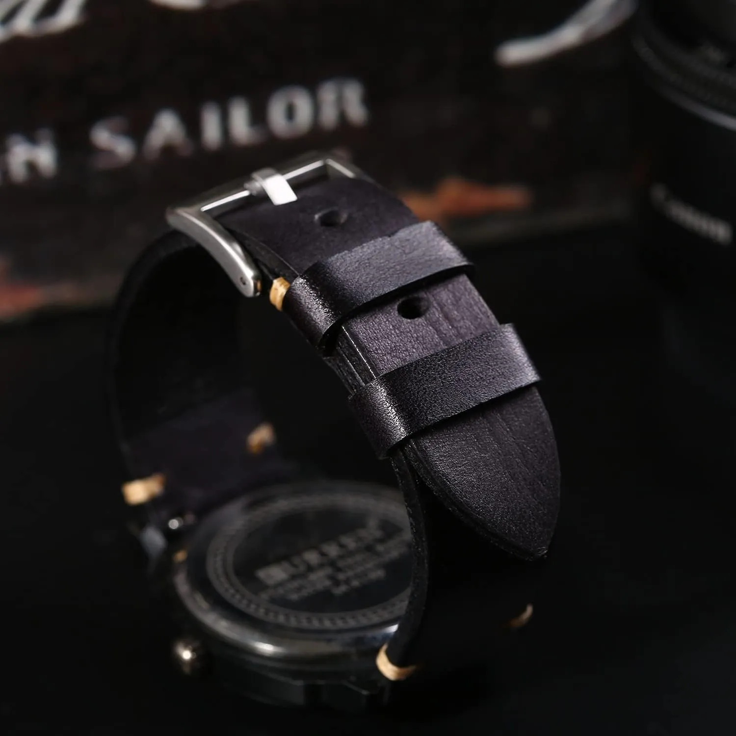 Retro Handmade Watch Band, Quick Release Vintage Leather Watch Strap Replacement,Choice of Width-18mm 20mm 22mm 24mm or 26mm