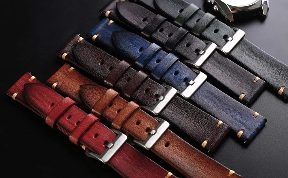 Retro Handmade Watch Band, Quick Release Vintage Leather Watch Strap Replacement,Choice of Width-18mm 20mm 22mm 24mm or 26mm