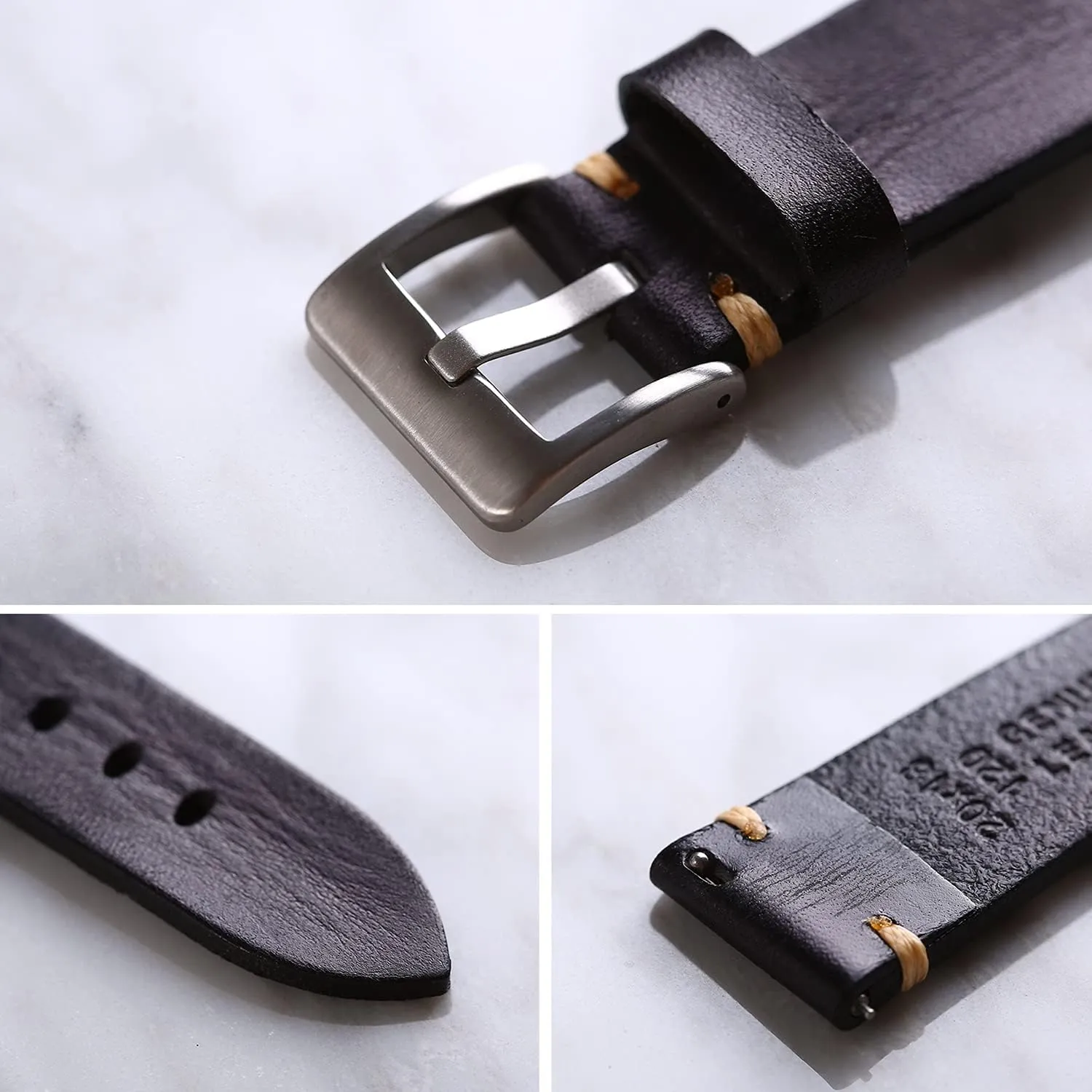 Retro Handmade Watch Band, Quick Release Vintage Leather Watch Strap Replacement,Choice of Width-18mm 20mm 22mm 24mm or 26mm