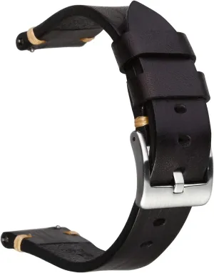 Retro Handmade Watch Band, Quick Release Vintage Leather Watch Strap Replacement,Choice of Width-18mm 20mm 22mm 24mm or 26mm