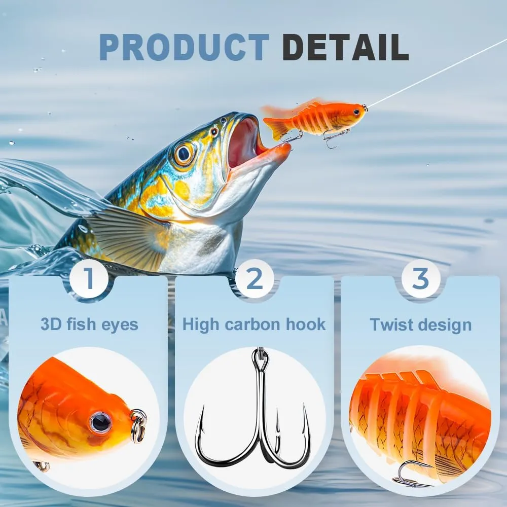 Robotic Fishing Lure, 2025 New 3D Bionic Swimming Bait for Freshwater & Saltwater, Fishing Gear Attracts Fishing Lures Walleye Trout Bass for Beginners, Amateurs and Professionals