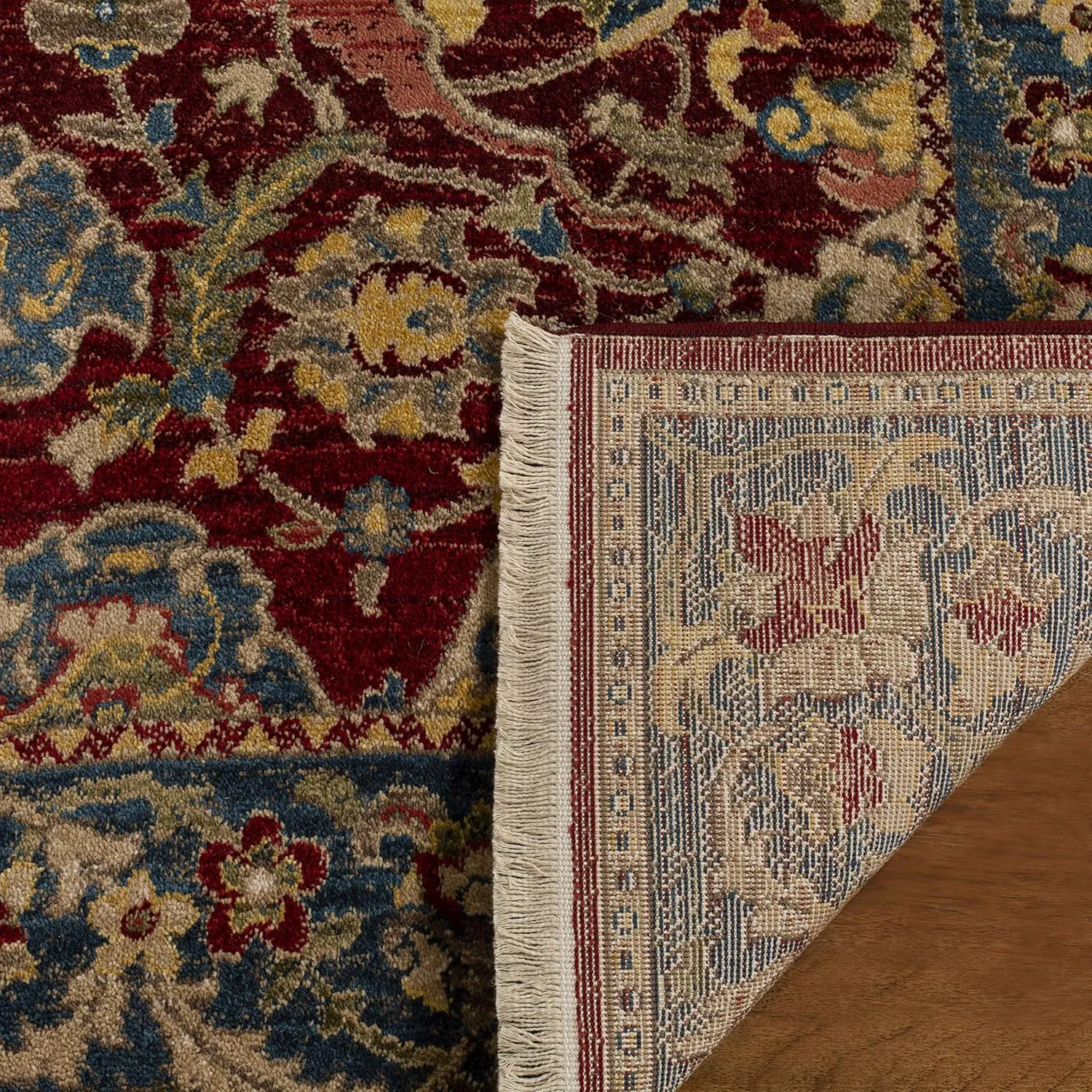 SAFAVIEH Area Rug 8x10 - Kashan Collection - Large - Red & Blue, Traditional Oriental Design, Non-Shedding & Easy Cleaning, Ideal for Living Room, Bedroom, Office, Dining Space (KSN307Q)