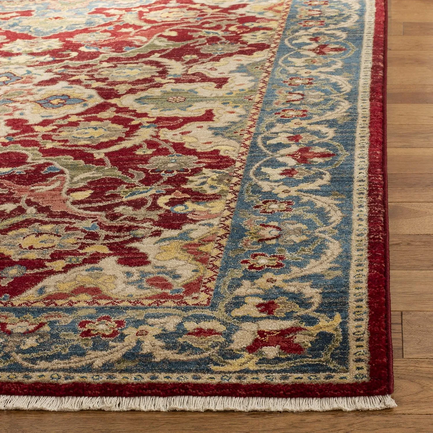 SAFAVIEH Area Rug 8x10 - Kashan Collection - Large - Red & Blue, Traditional Oriental Design, Non-Shedding & Easy Cleaning, Ideal for Living Room, Bedroom, Office, Dining Space (KSN307Q)