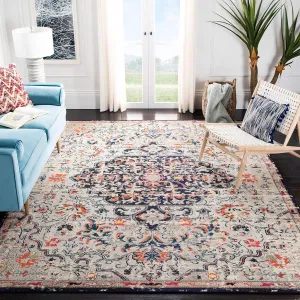SAFAVIEH Area Rug 8x10 - Madison Collection - Large - Beige & Black, Boho Chic Medallion Distressed Design, Non-Shedding & Easy Cleaning, Ideal for Living Room, Bedroom, Dining Space (MAD447B)