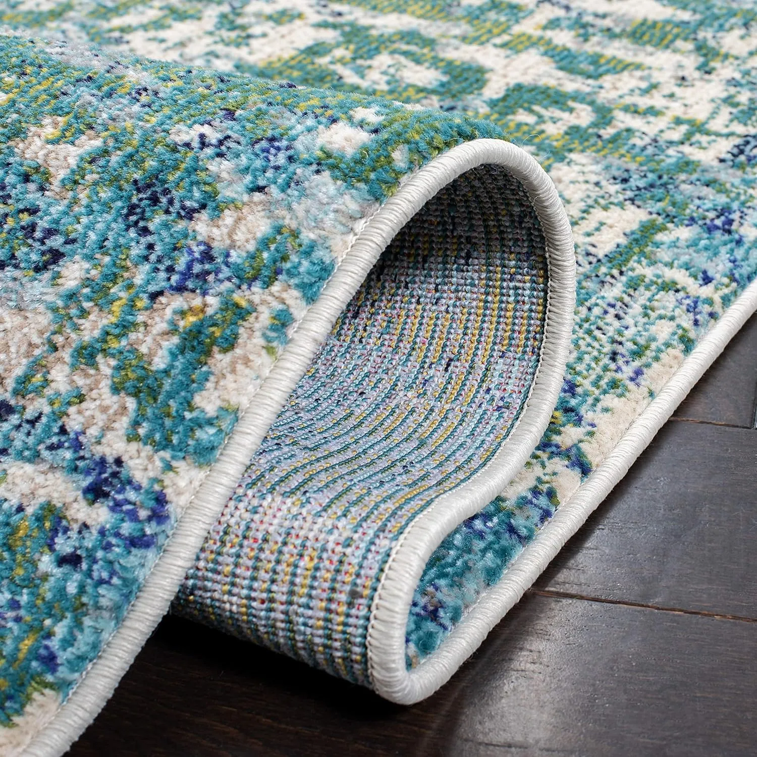 SAFAVIEH Area Rug 8x10 - Madison Collection - Large - Green & Turquoise, Modern Abstract Design, Non-Shedding & Easy Cleaning, Ideal for Living Room, Bedroom, Office, Dining Space (MAD471Y)