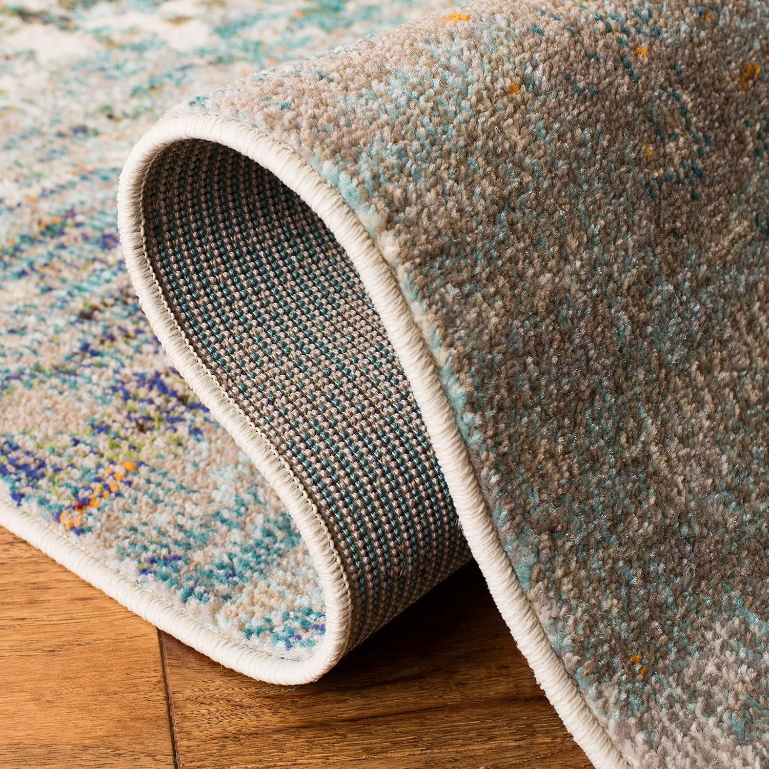 SAFAVIEH Area Rug 8x10 - Madison Collection - Large - Grey & Blue, Modern Abstract Design, Non-Shedding & Easy Cleaning, Ideal for Living Room, Bedroom, Office, Dining Space (MAD471F)