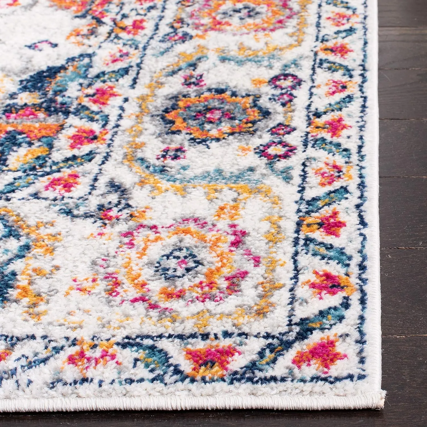 SAFAVIEH Area Rug 8x10 - Madison Collection - Large - Purple Pink Fuchsia & Ivory, Boho Chic Distressed Design, Non-Shedding & Easy Cleaning, Ideal for Living Room, Bedroom, Dining Space (MAD603R)