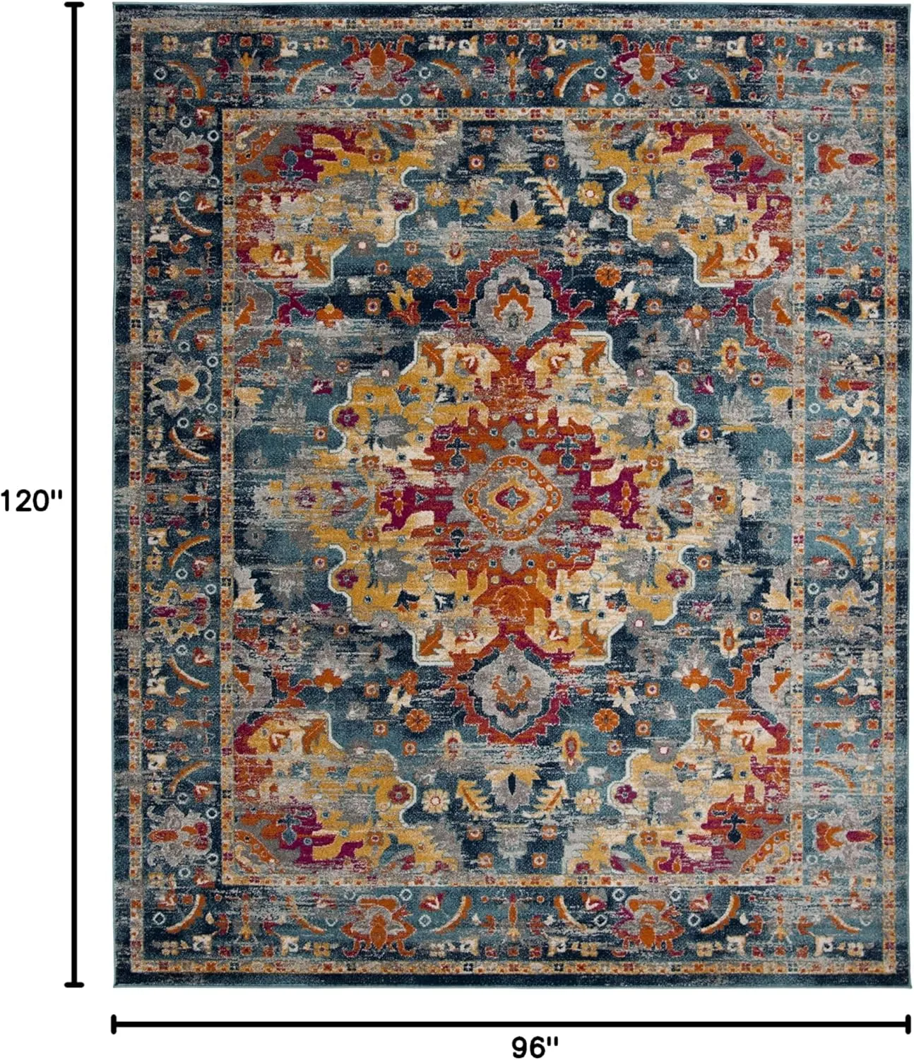 SAFAVIEH Area Rug 8x10 - Madison Collection - Large - Teal & Fuchsia, Boho Chic Medallion Design, Non-Shedding & Easy Cleaning, Ideal for Living Room, Bedroom, Office, Dining Space (MAD154L)