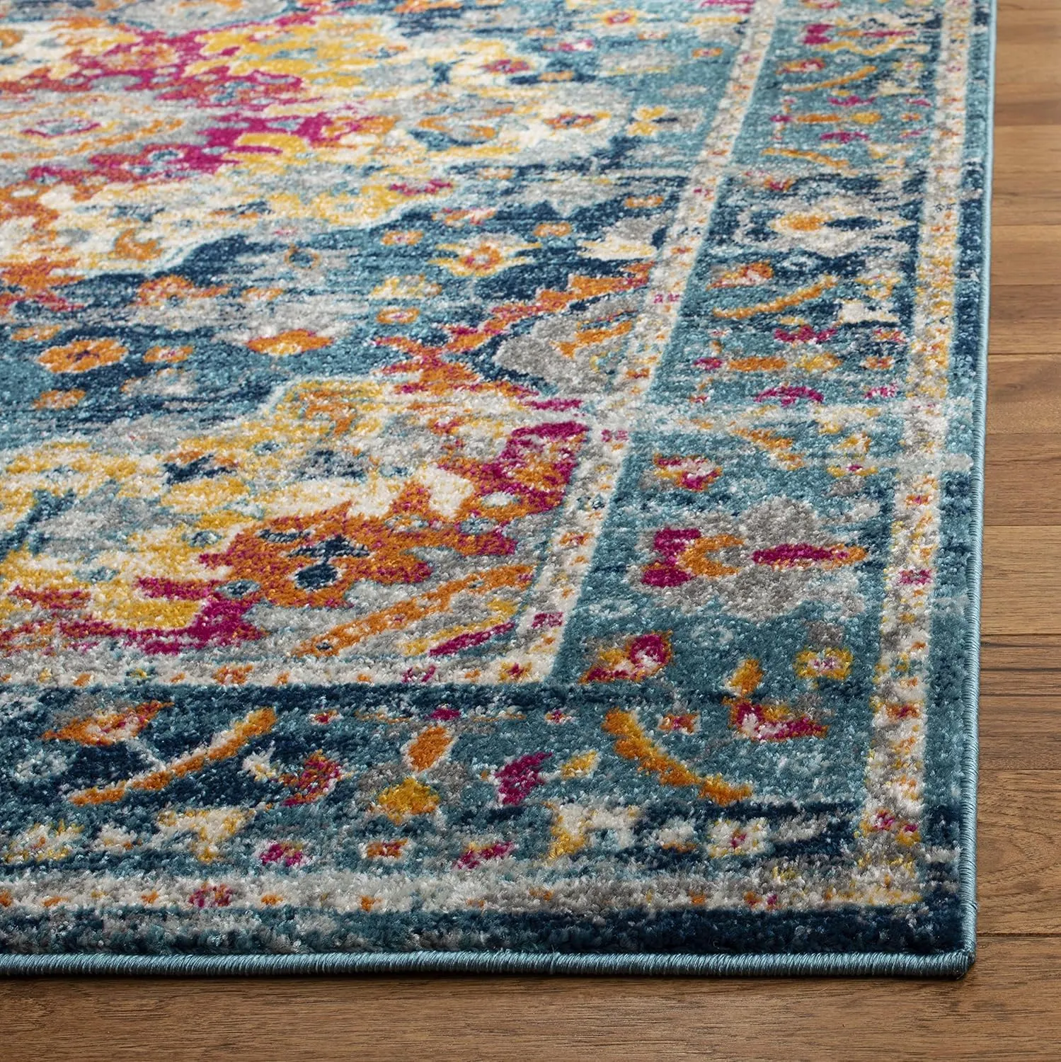 SAFAVIEH Area Rug 8x10 - Madison Collection - Large - Teal & Fuchsia, Boho Chic Medallion Design, Non-Shedding & Easy Cleaning, Ideal for Living Room, Bedroom, Office, Dining Space (MAD154L)