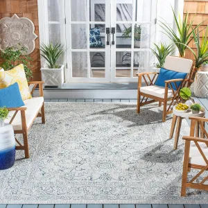 SAFAVIEH Courtyard Collection 8' x 10' Grey/Navy CY8680 Indoor/ Outside Waterproof Easy cleansingPatio Backyard Mudroom Area Mat