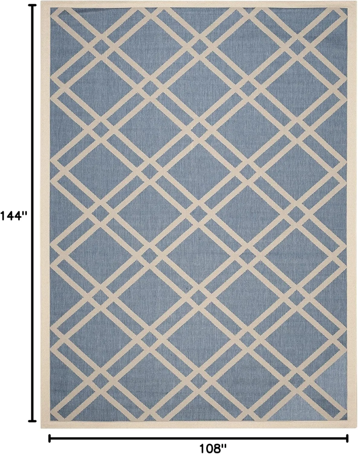 SAFAVIEH Courtyard Collection 9' x 12' Blue/Beige CY6923 Trellis Indoor/ Outdoor Waterproof Easy-Cleaning Patio Backyard Mudroom Area-Rug