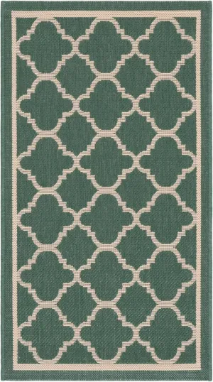 SAFAVIEH Courtyard Collection Accent Rug - 2'3" x 5', Dark Green & Beige, Trellis Design, Non-Shedding & Easy Care, Indoor/Outdoor & Washable-Ideal for Patio, Backyard, Mudroom (CY6918-322)
