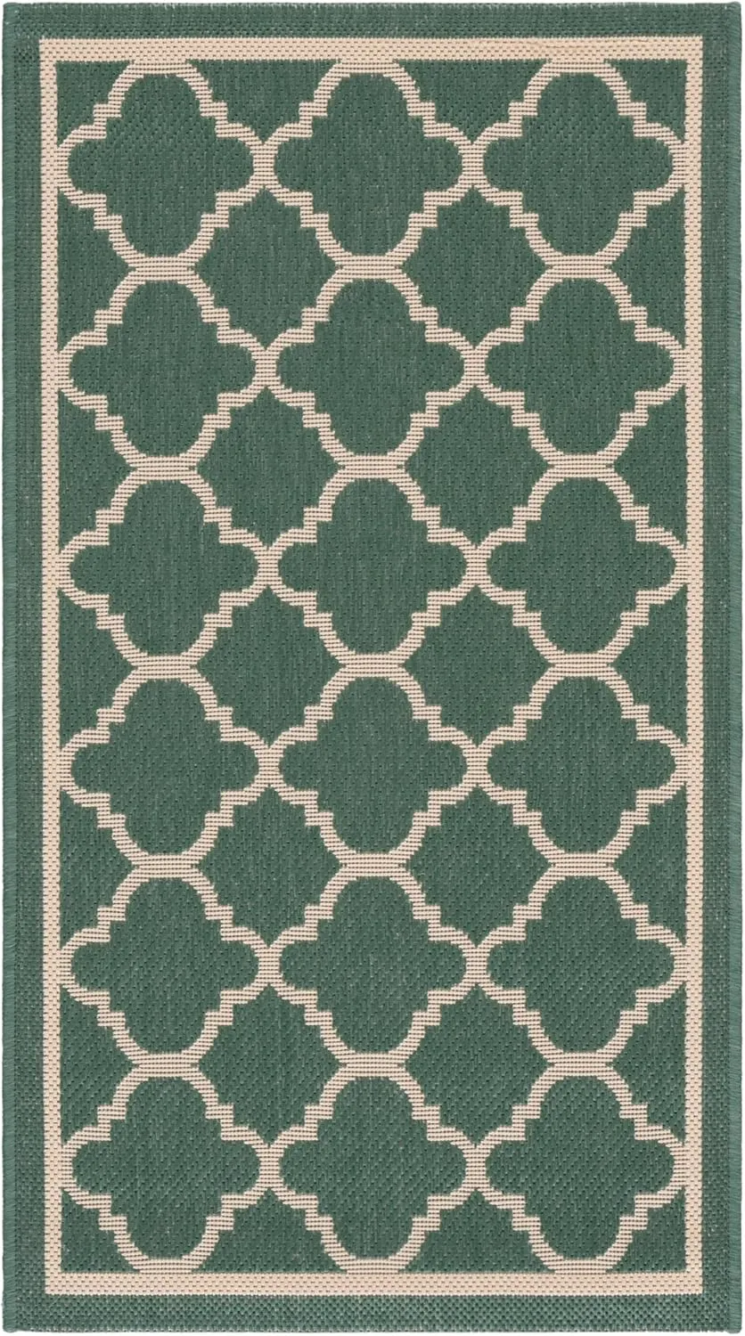 SAFAVIEH Courtyard Collection Accent Rug - 2'3" x 5', Dark Green & Beige, Trellis Design, Non-Shedding & Easy Care, Indoor/Outdoor & Washable-Ideal for Patio, Backyard, Mudroom (CY6918-322)